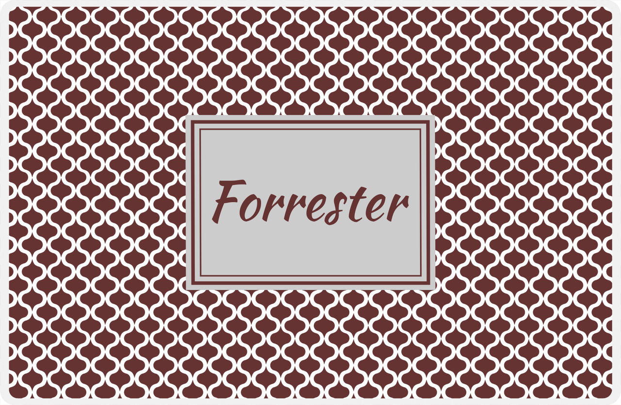 Personalized Hourglass Placemat - Brown and White - Light Grey Rectangle Frame -  View