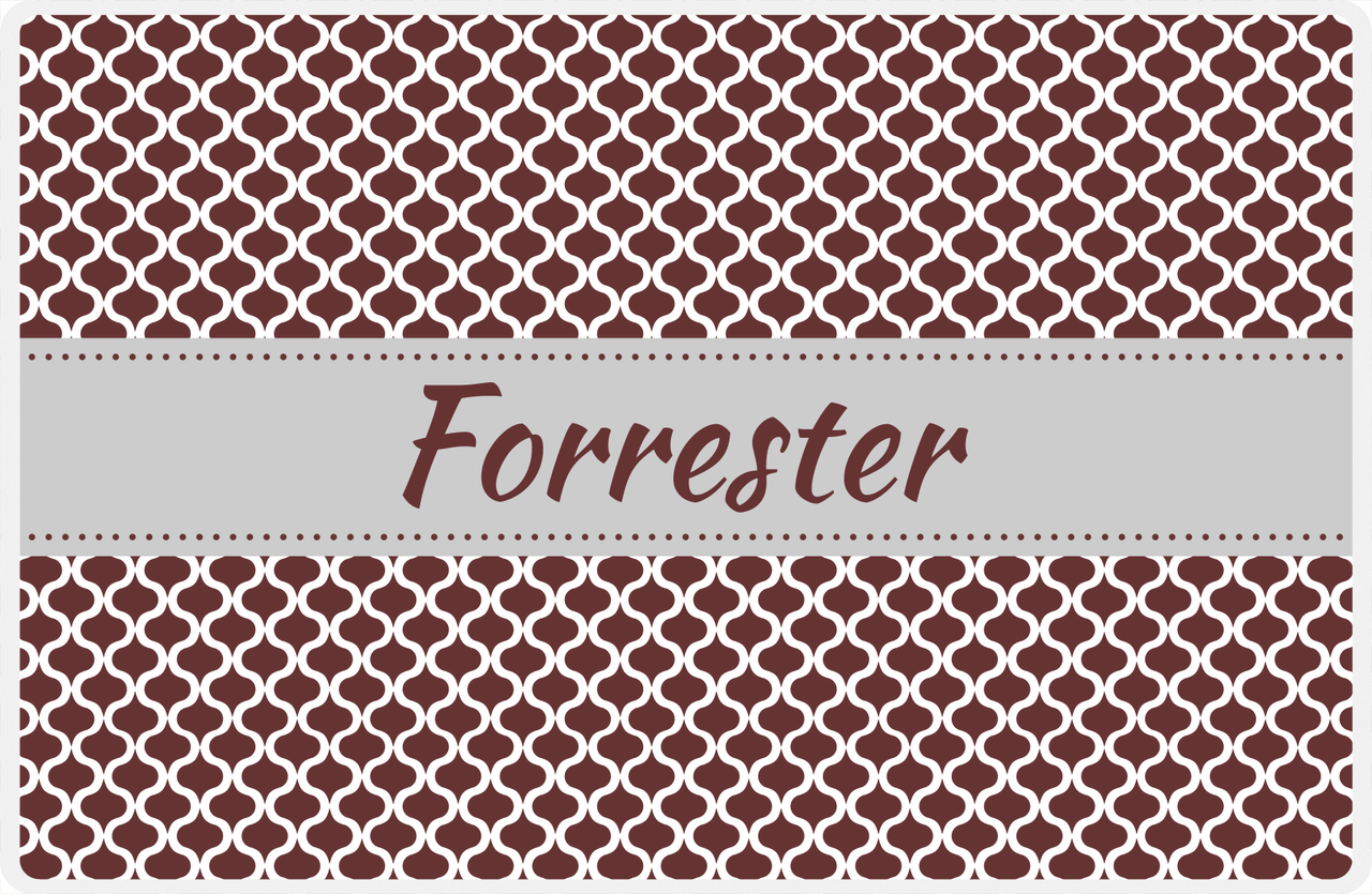 Personalized Hourglass Placemat - Brown and White - Light Grey Ribbon Frame -  View