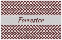 Thumbnail for Personalized Hourglass Placemat - Brown and White - Light Grey Ribbon Frame -  View