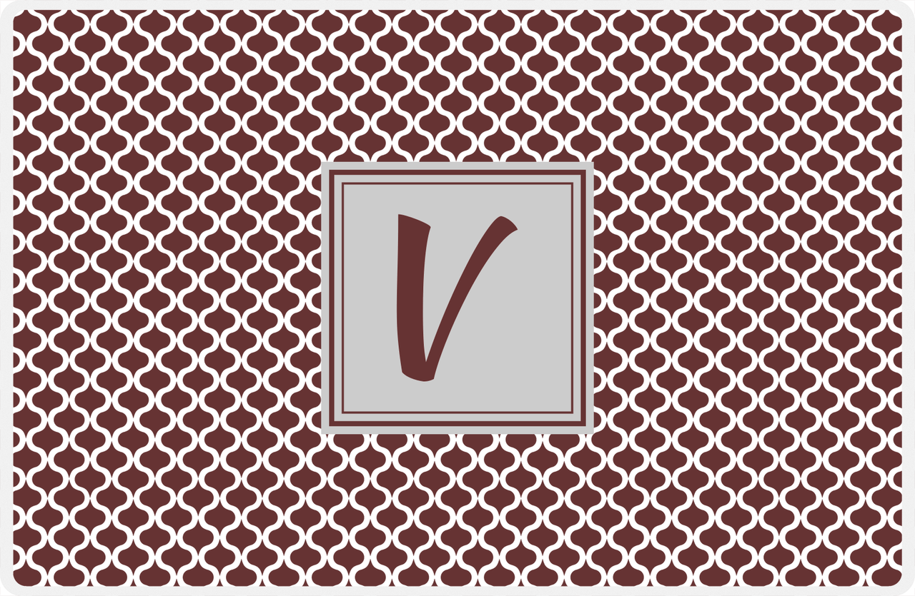 Personalized Hourglass Placemat - Brown and White - Light Grey Square Frame -  View