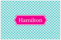 Thumbnail for Personalized Hourglass Placemat - Viking Blue and White - Hot Pink Decorative Rectangle Frame -  View