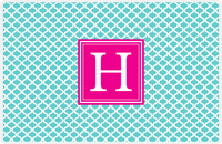 Thumbnail for Personalized Hourglass Placemat - Viking Blue and White - Hot Pink Square Frame -  View