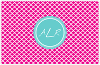 Thumbnail for Personalized Hourglass Placemat - Hot Pink and White - Viking Blue Circle Frame -  View