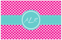 Thumbnail for Personalized Hourglass Placemat - Hot Pink and White - Viking Blue Circle Frame With Ribbon -  View