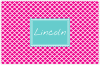 Thumbnail for Personalized Hourglass Placemat - Hot Pink and White - Viking Blue Rectangle Frame -  View