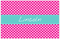 Thumbnail for Personalized Hourglass Placemat - Hot Pink and White - Viking Blue Ribbon Frame -  View