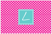 Thumbnail for Personalized Hourglass Placemat - Hot Pink and White - Viking Blue Square Frame -  View
