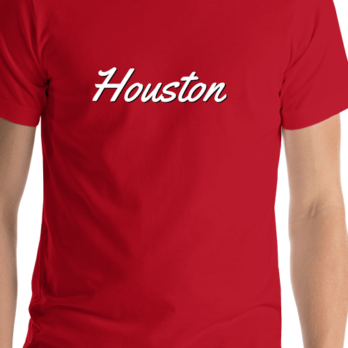 Personalized Houston T-Shirt - Red - Shirt Close-Up View