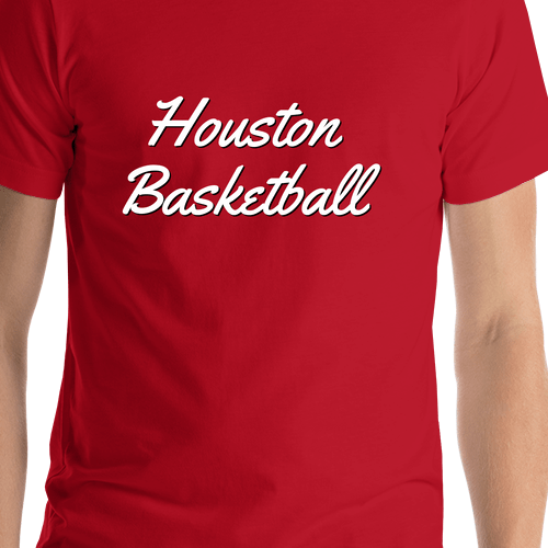 Personalized Houston Basketball T-Shirt - Red - Shirt Close-Up View