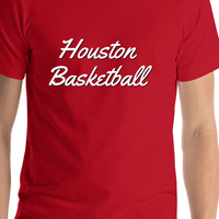 Thumbnail for Personalized Houston Basketball T-Shirt - Red - Shirt Close-Up View