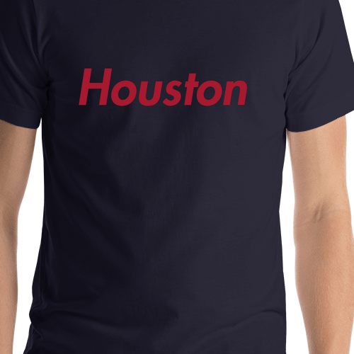 Personalized Houston T-Shirt - Blue - Shirt Close-Up View