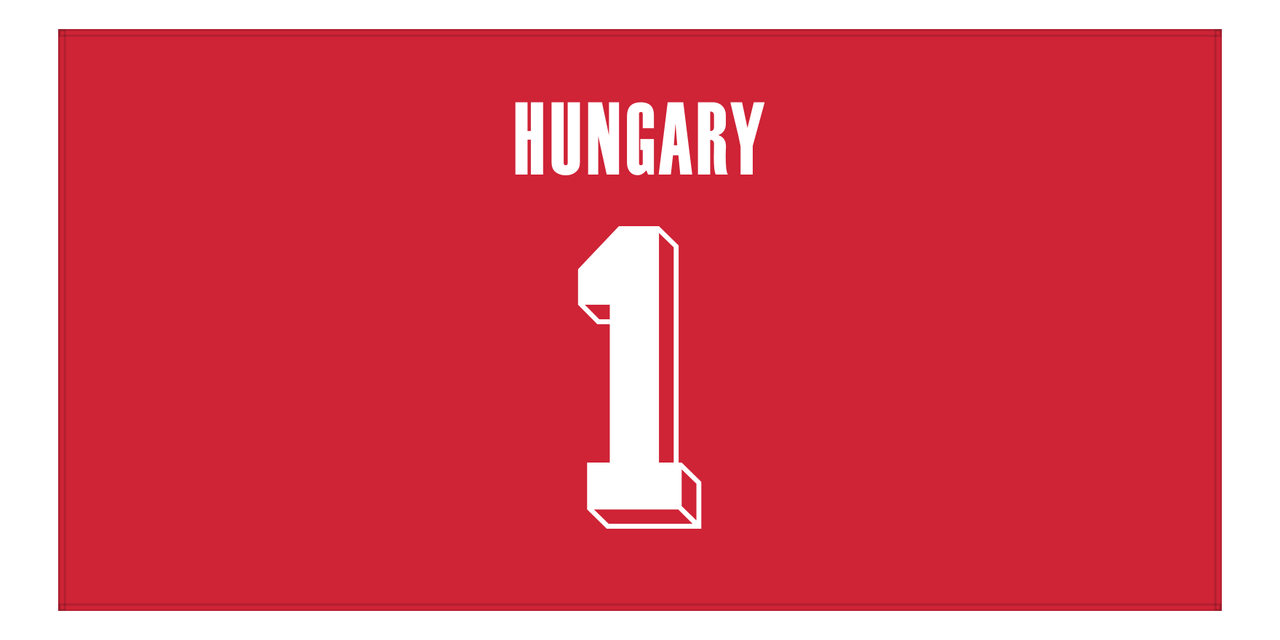 Personalized Hungary Jersey Number Beach Towel - Red - Front View