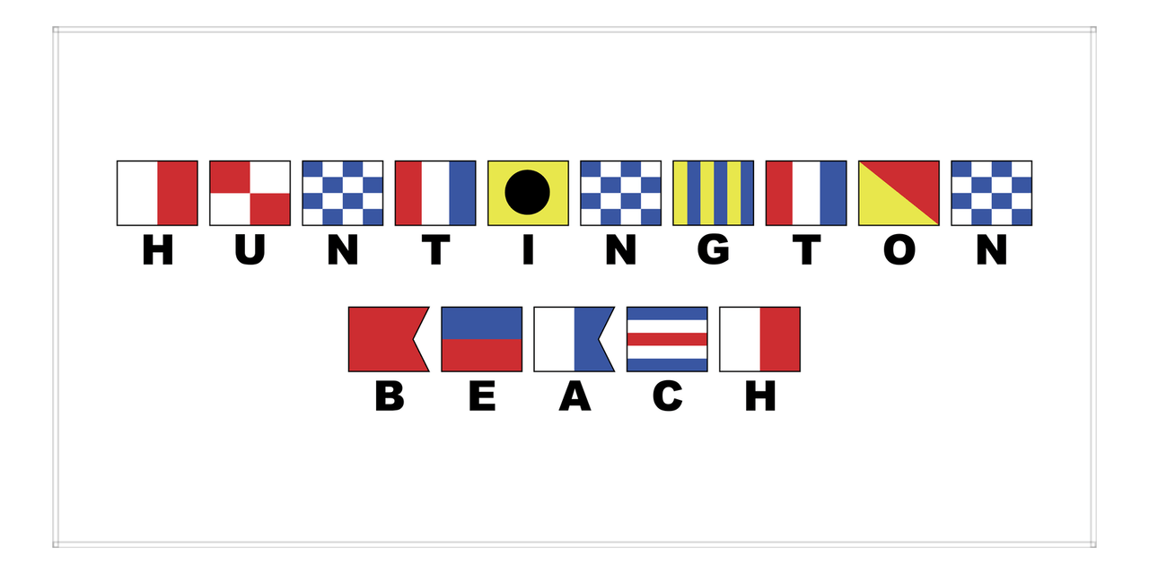 Huntington Beach Nautical Flags Beach Towel - Front View