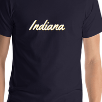 Thumbnail for Personalized Indiana T-Shirt - Blue - Shirt Close-Up View