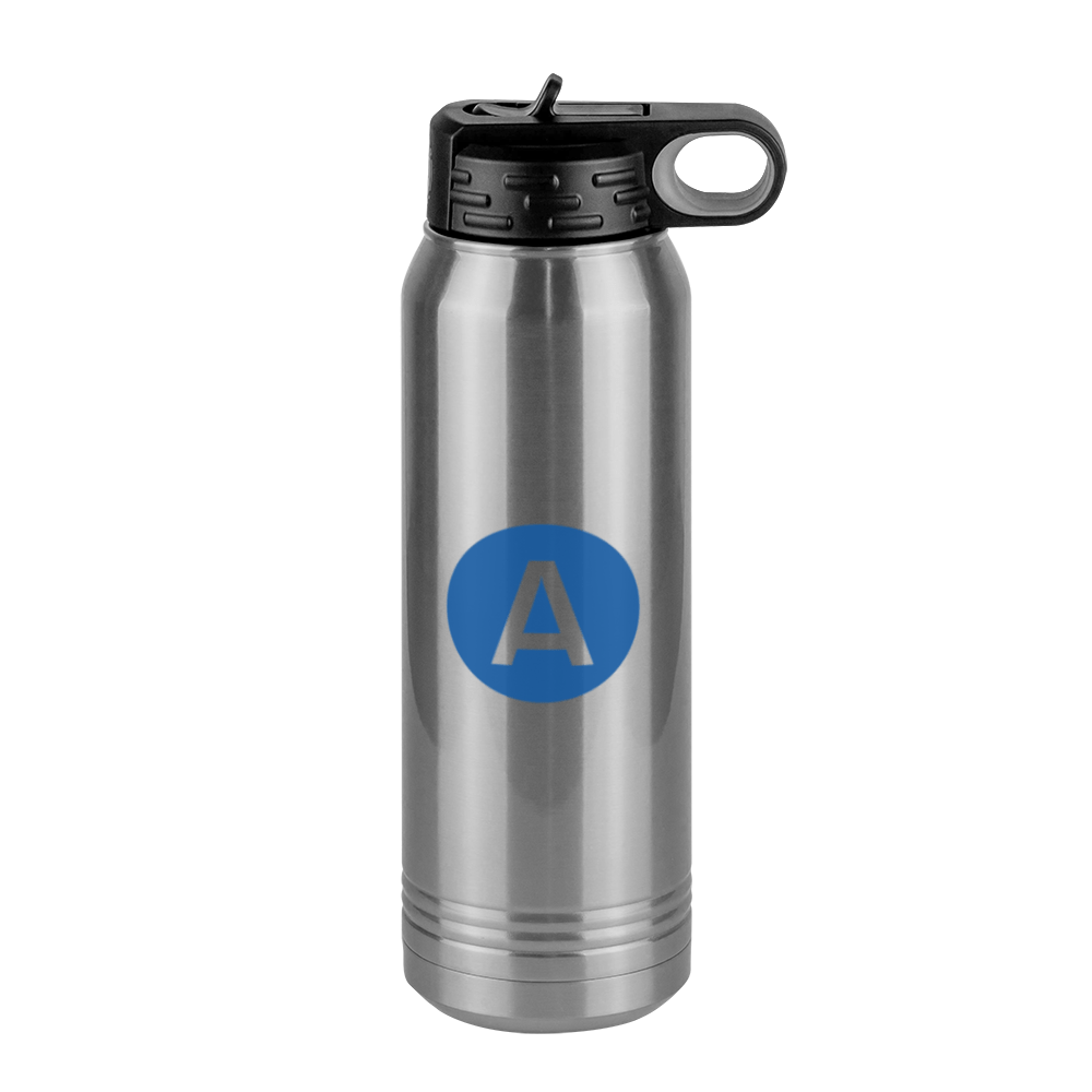 Personalized Initial Water Bottle (30 oz) - New York Subway A Train - Right View