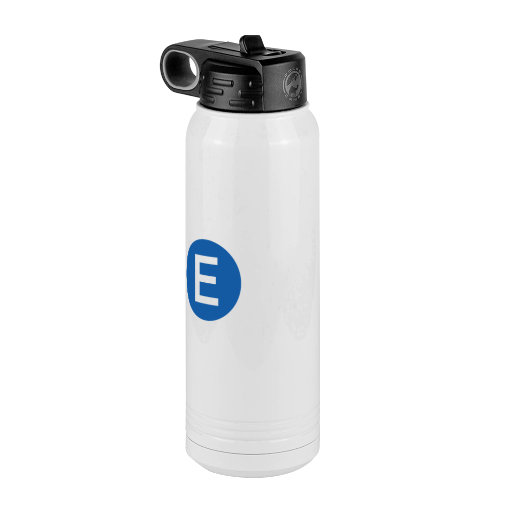 Personalized Initial Water Bottle (30 oz) - New York Subway E Train - Front Left View