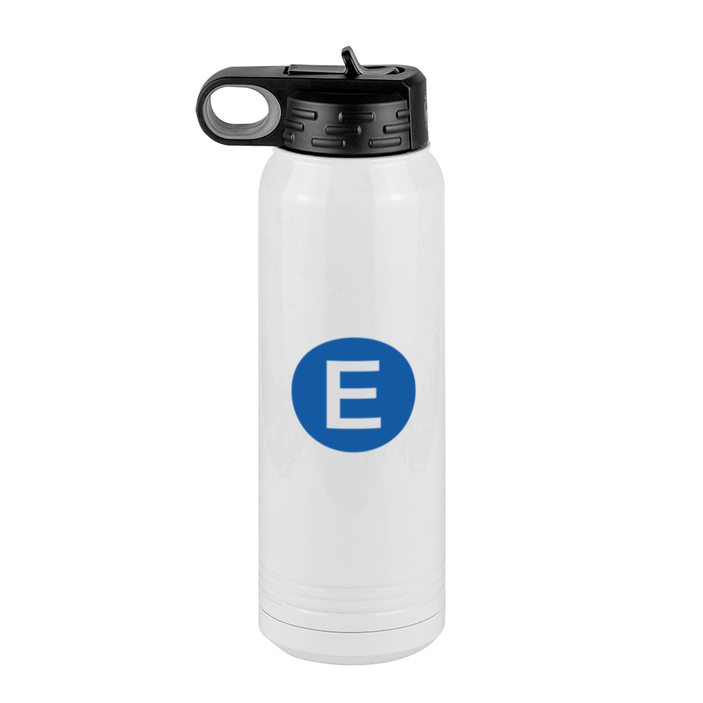 Personalized Initial Water Bottle (30 oz) - New York Subway E Train - Left View
