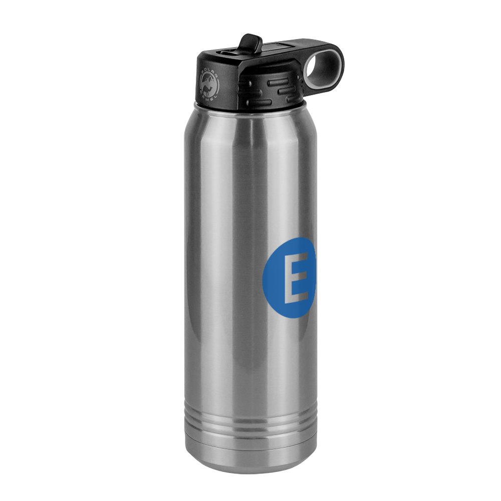 Personalized Initial Water Bottle (30 oz) - New York Subway E Train - Front Right View