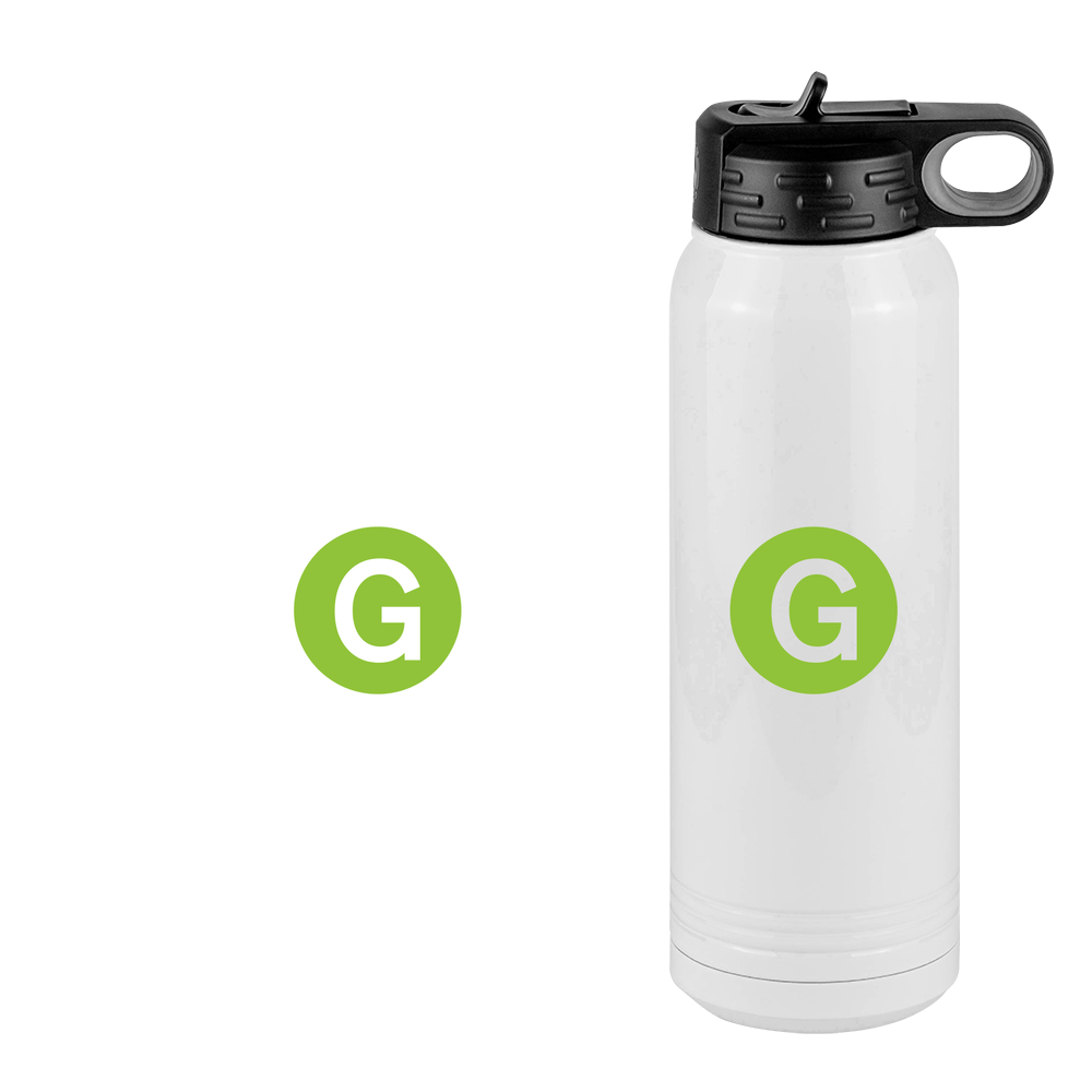 Personalized Initial Water Bottle (30 oz) - New York Subway G Train - Design View
