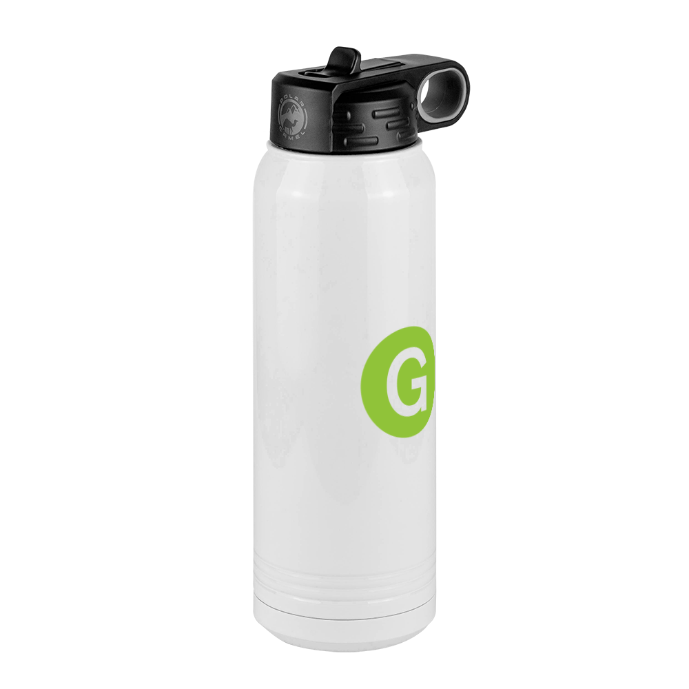 Personalized Initial Water Bottle (30 oz) - New York Subway G Train - Front Right View