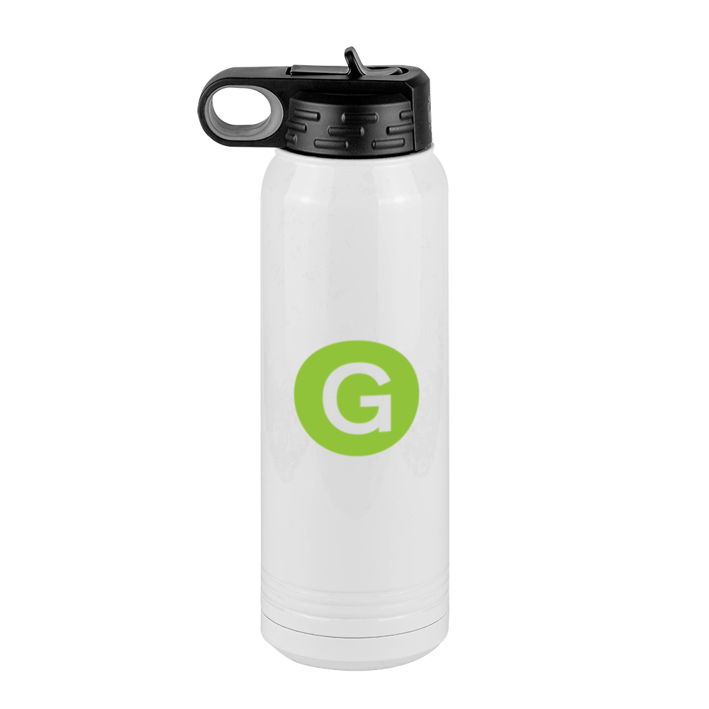 Personalized Initial Water Bottle (30 oz) - New York Subway G Train - Left View