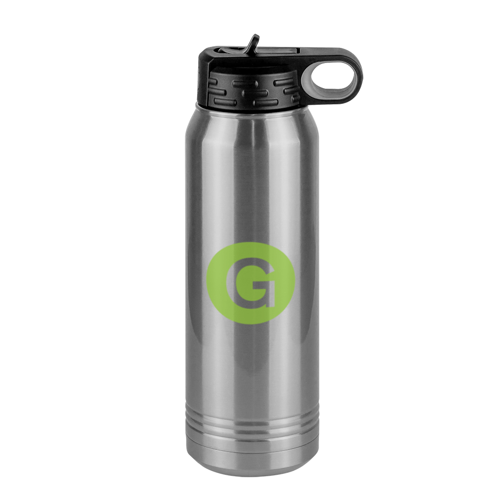 Personalized Initial Water Bottle (30 oz) - New York Subway G Train - Right View