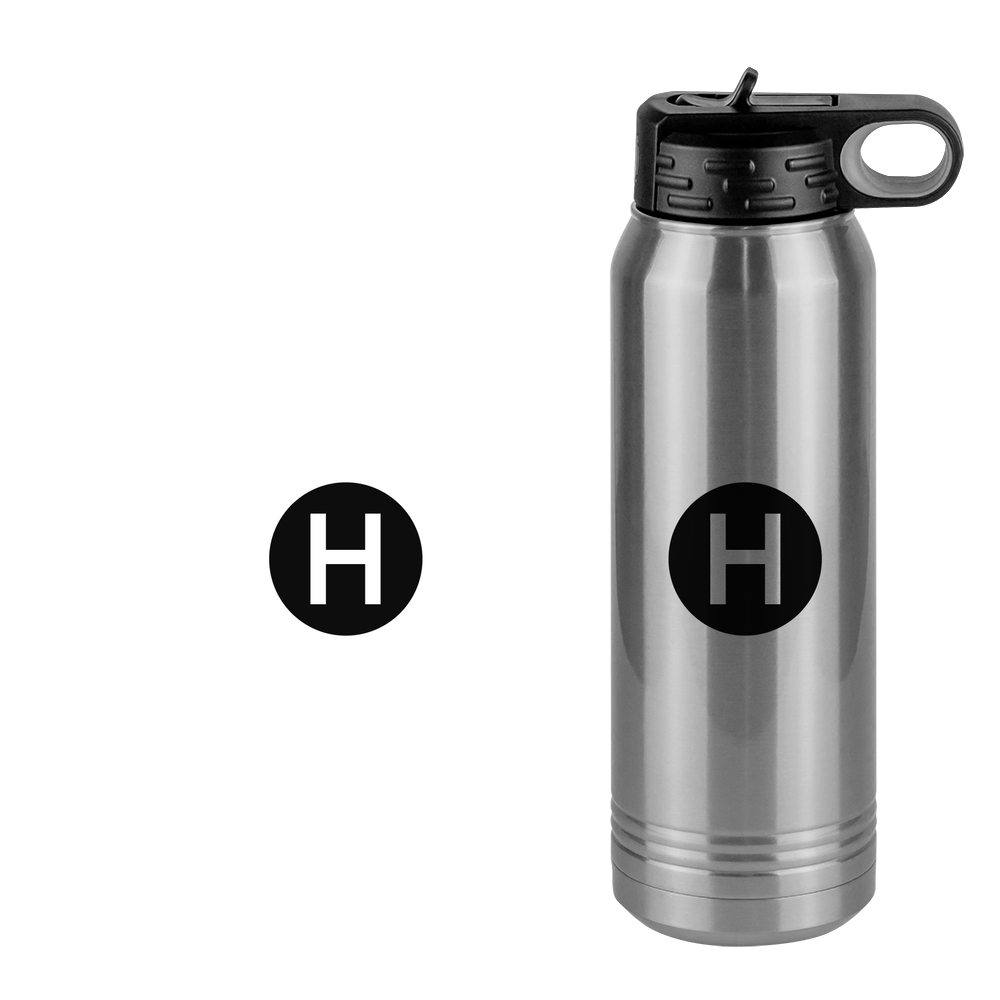 Personalized Initial Water Bottle (30 oz) - New York Subway H Train - Design View