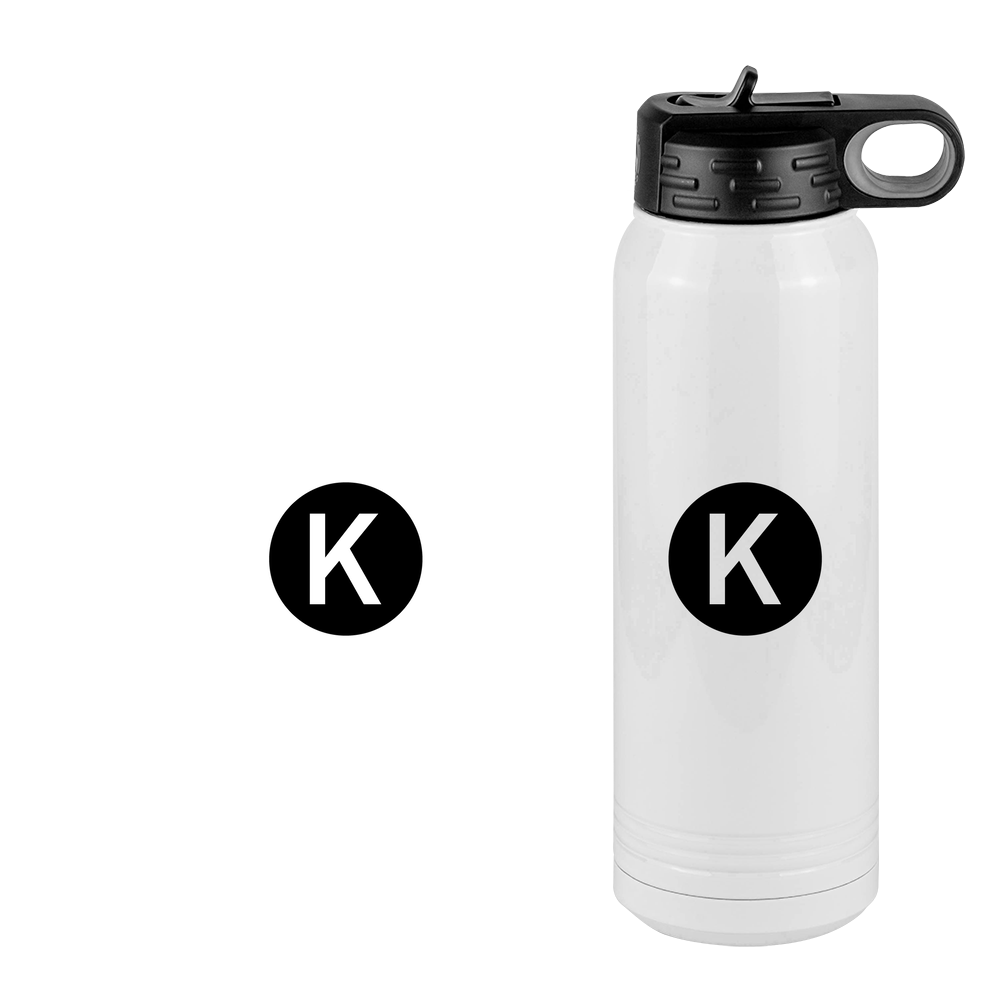 Personalized Initial Water Bottle (30 oz) - New York Subway K Train - Design View
