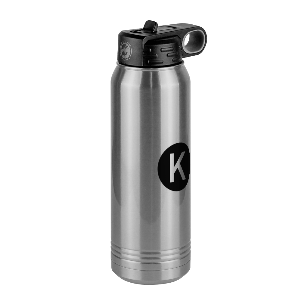 Personalized Initial Water Bottle (30 oz) - New York Subway K Train - Front Right View