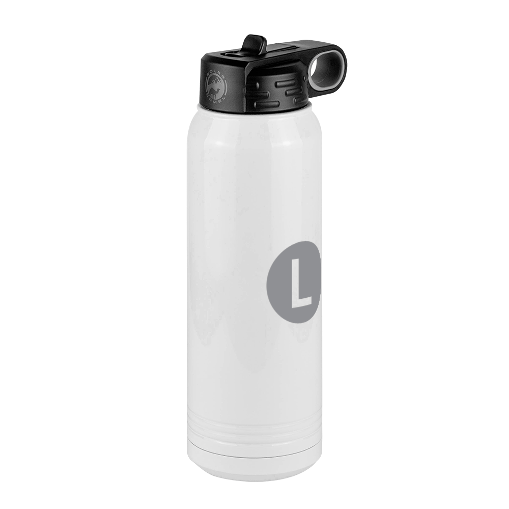 Personalized Initial Water Bottle (30 oz) - New York Subway L Train - Front Right View