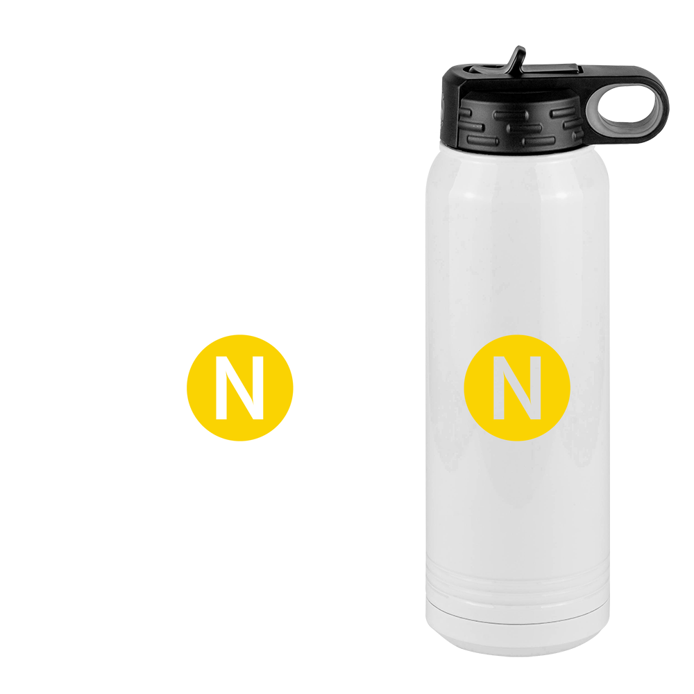 Personalized Initial Water Bottle (30 oz) - New York Subway N Train - Design View