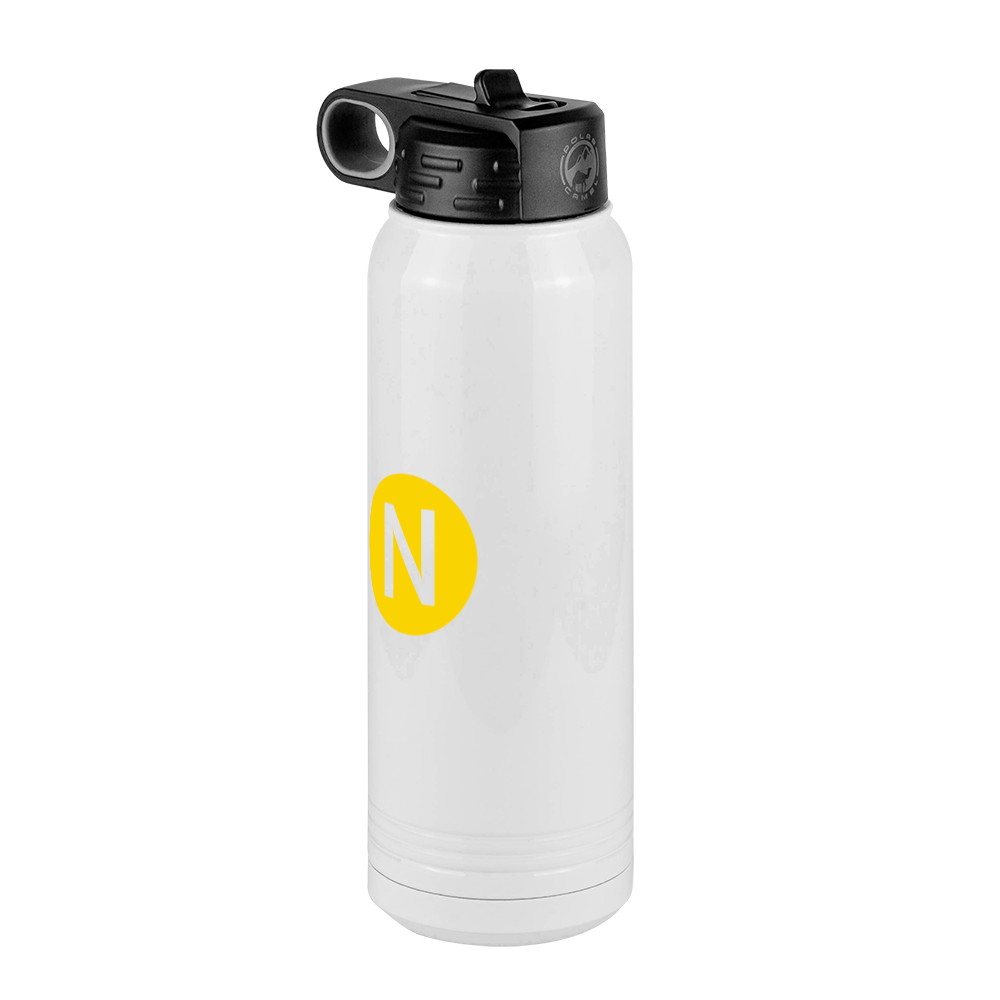 Personalized Initial Water Bottle (30 oz) - New York Subway N Train - Front Left View