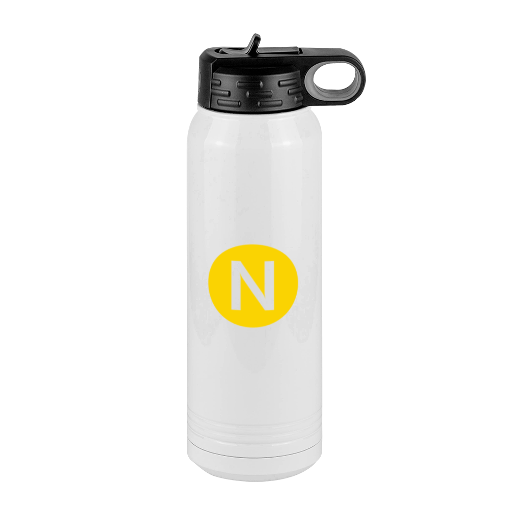 Personalized Initial Water Bottle (30 oz) - New York Subway N Train - Right View
