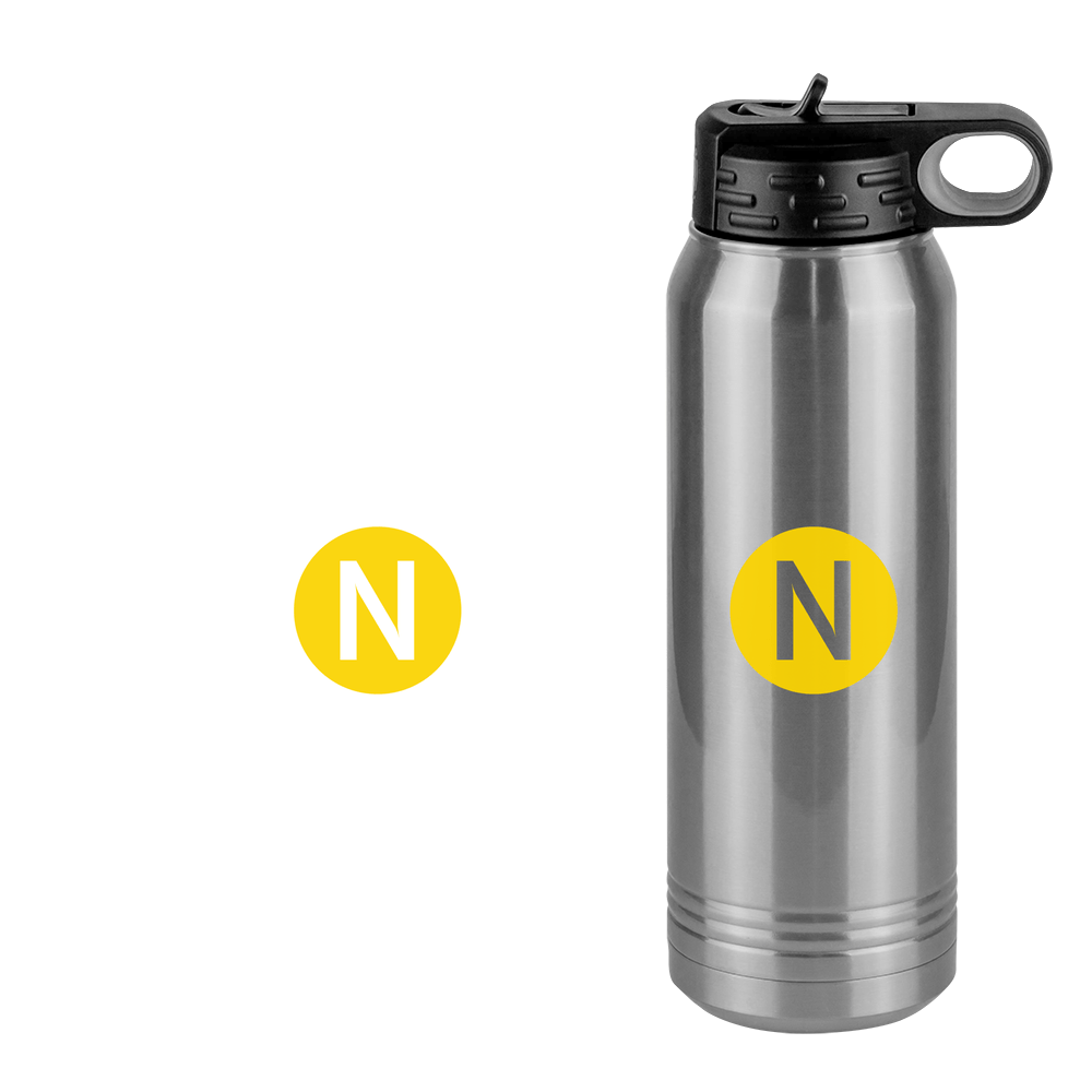 Personalized Initial Water Bottle (30 oz) - New York Subway N Train - Design View