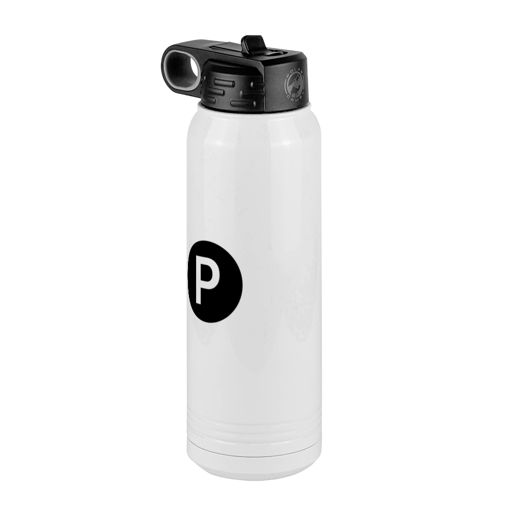 Personalized Initial Water Bottle (30 oz) - New York Subway P Train - Front Left View