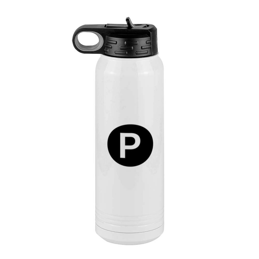 Personalized Initial Water Bottle (30 oz) - New York Subway P Train - Left View