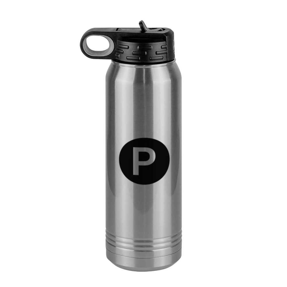 Personalized Initial Water Bottle (30 oz) - New York Subway P Train - Left View