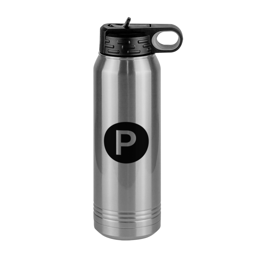 Personalized Initial Water Bottle (30 oz) - New York Subway P Train - Right View