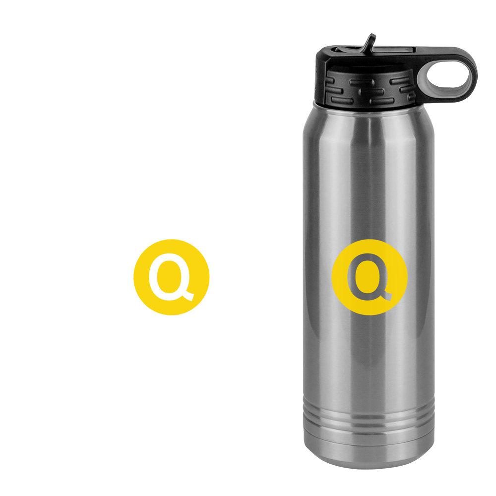 Personalized Initial Water Bottle (30 oz) - New York Subway Q Train - Design View