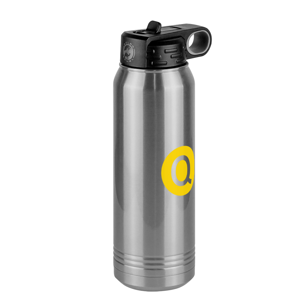 Personalized Initial Water Bottle (30 oz) - New York Subway Q Train - Front Right View