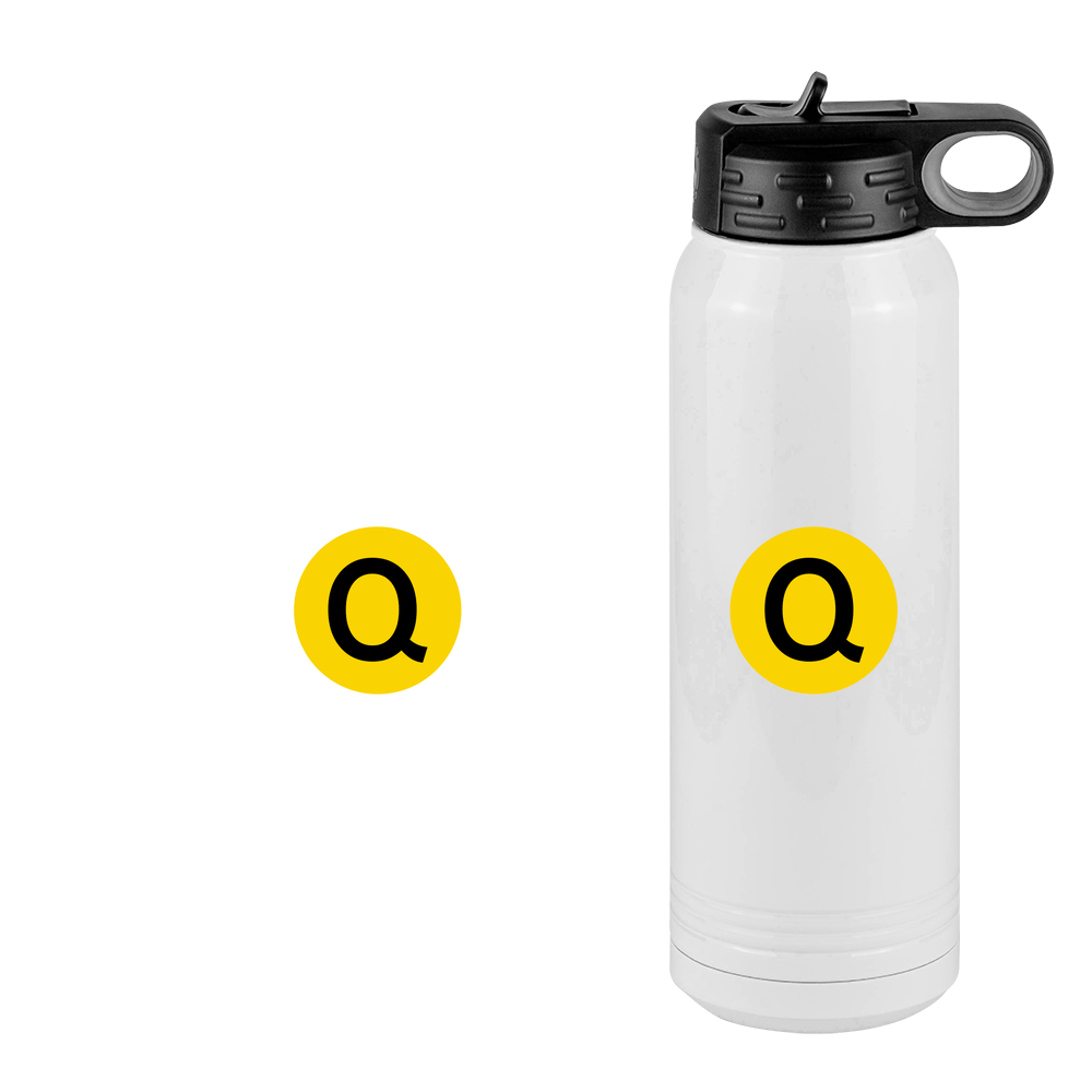 Personalized Initial Water Bottle (30 oz) - New York Subway Q Train - Design View