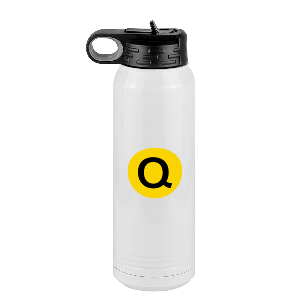 Personalized Initial Water Bottle (30 oz) - New York Subway Q Train - Left View