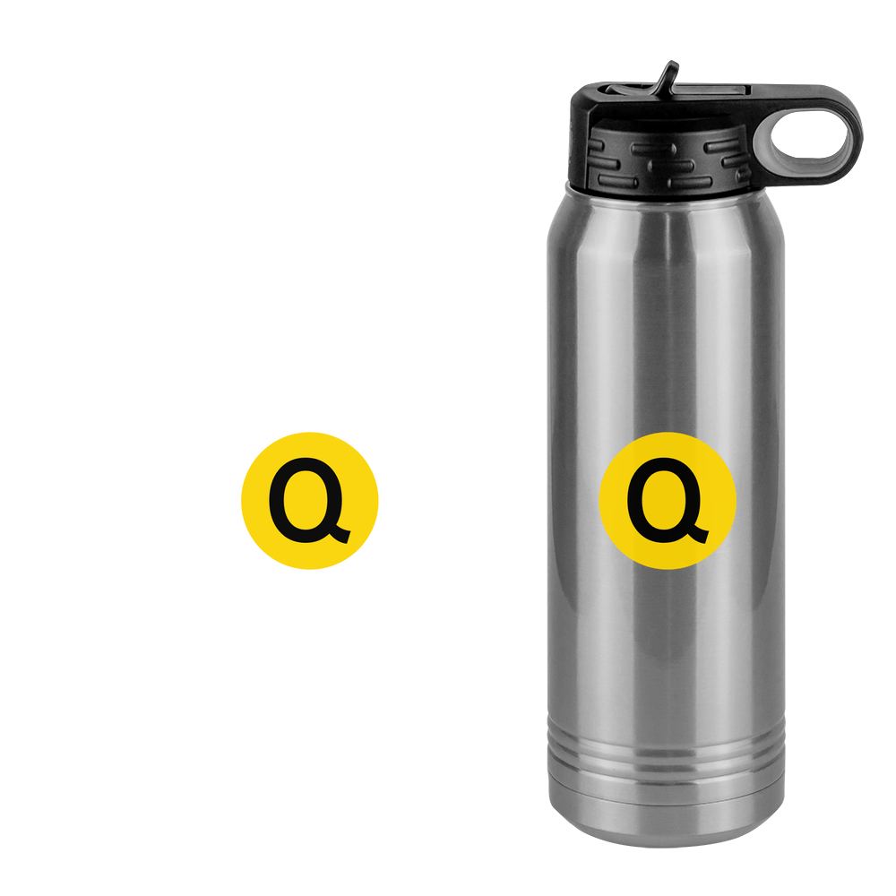 Personalized Initial Water Bottle (30 oz) - New York Subway Q Train - Design View