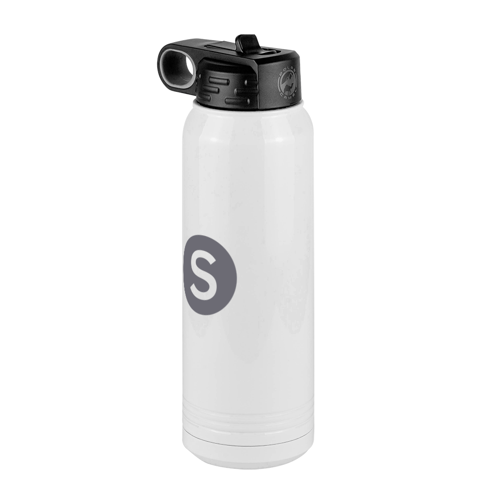 Personalized Initial Water Bottle (30 oz) - New York Subway S Train - Front Left View