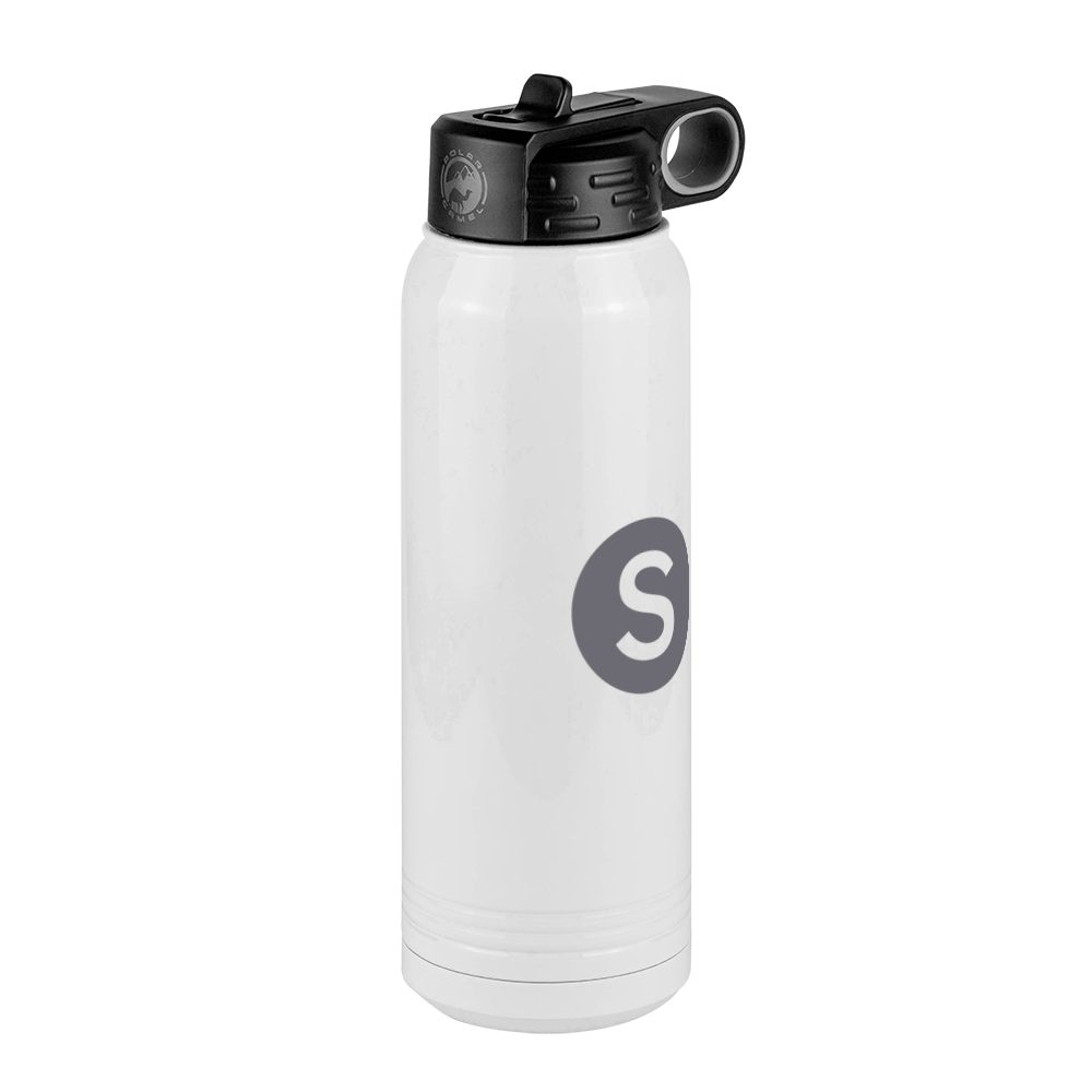 Personalized Initial Water Bottle (30 oz) - New York Subway S Train - Front Right View