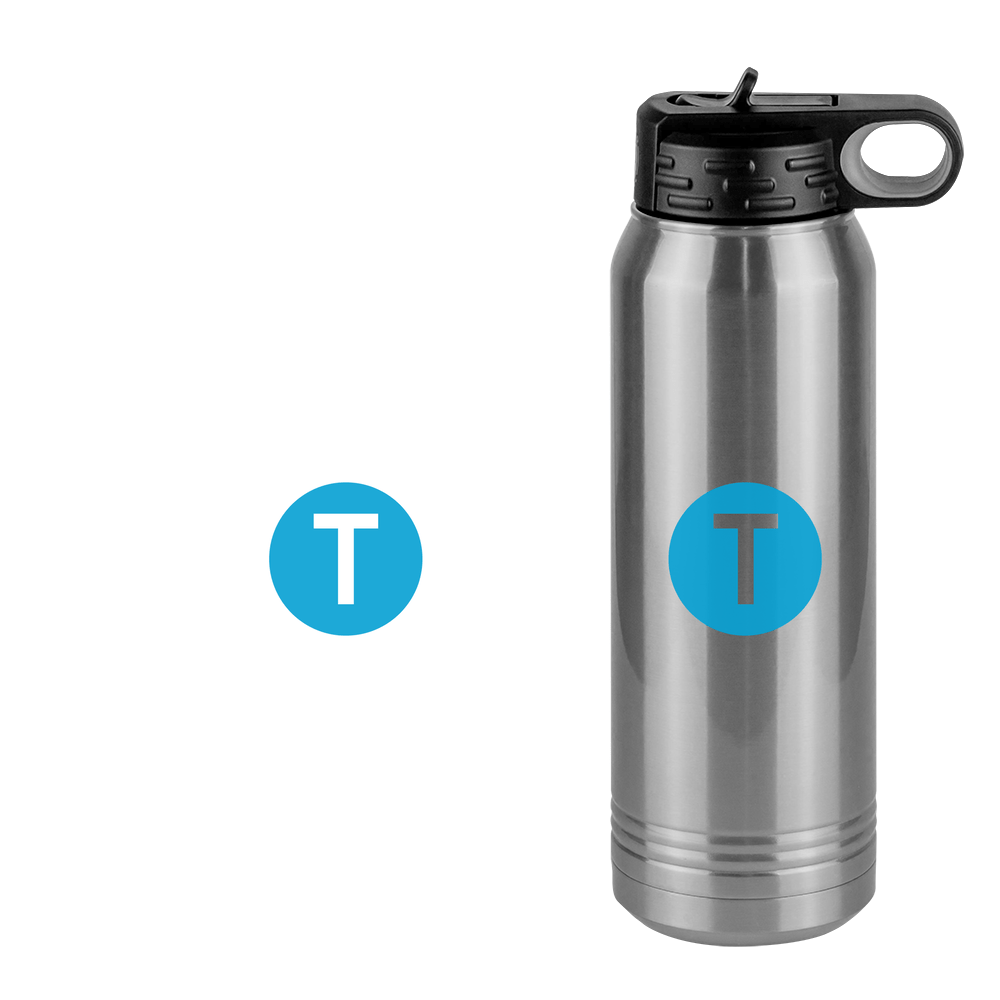 Personalized Initial Water Bottle (30 oz) - New York Subway T Train - Design View
