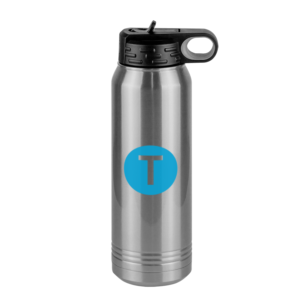 Personalized Initial Water Bottle (30 oz) - New York Subway T Train - Right View