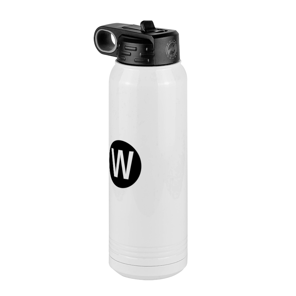 Personalized Initial Water Bottle (30 oz) - New York Subway W Train - Front Left View