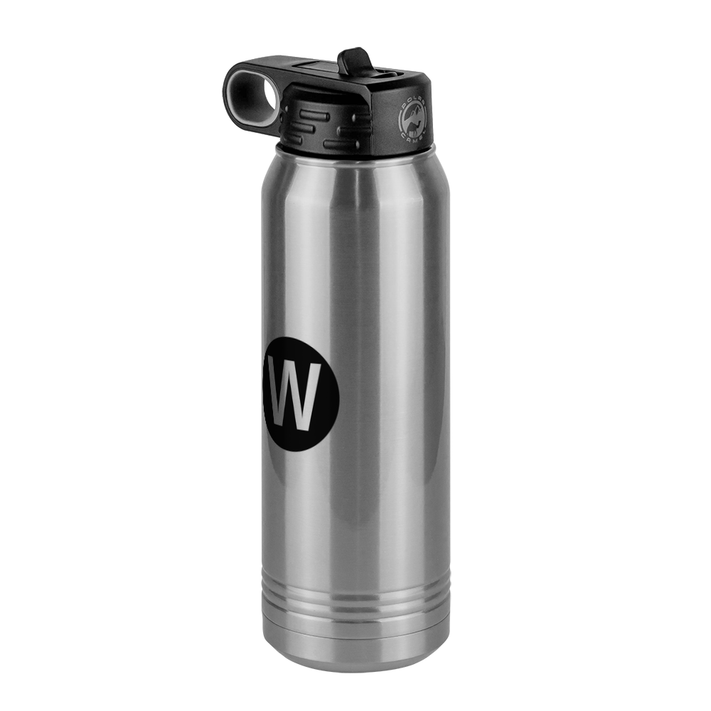 Personalized Initial Water Bottle (30 oz) - New York Subway W Train - Front Left View