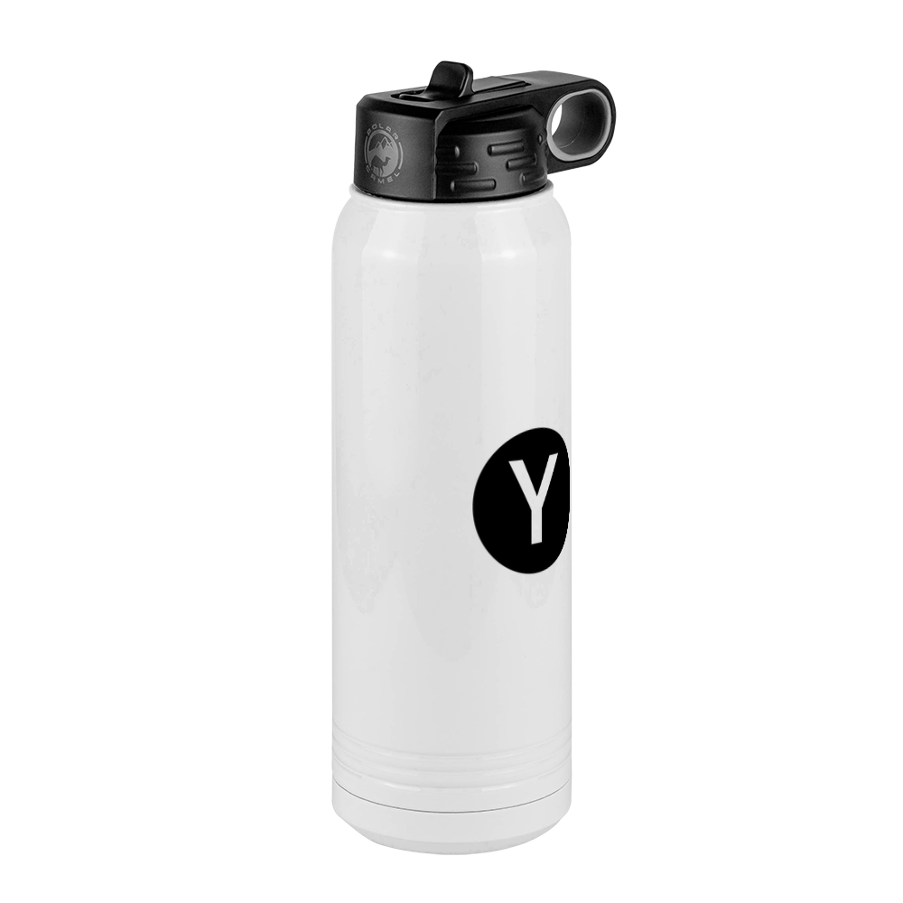 Personalized Initial Water Bottle (30 oz) - New York Subway Y Train - Front Right View